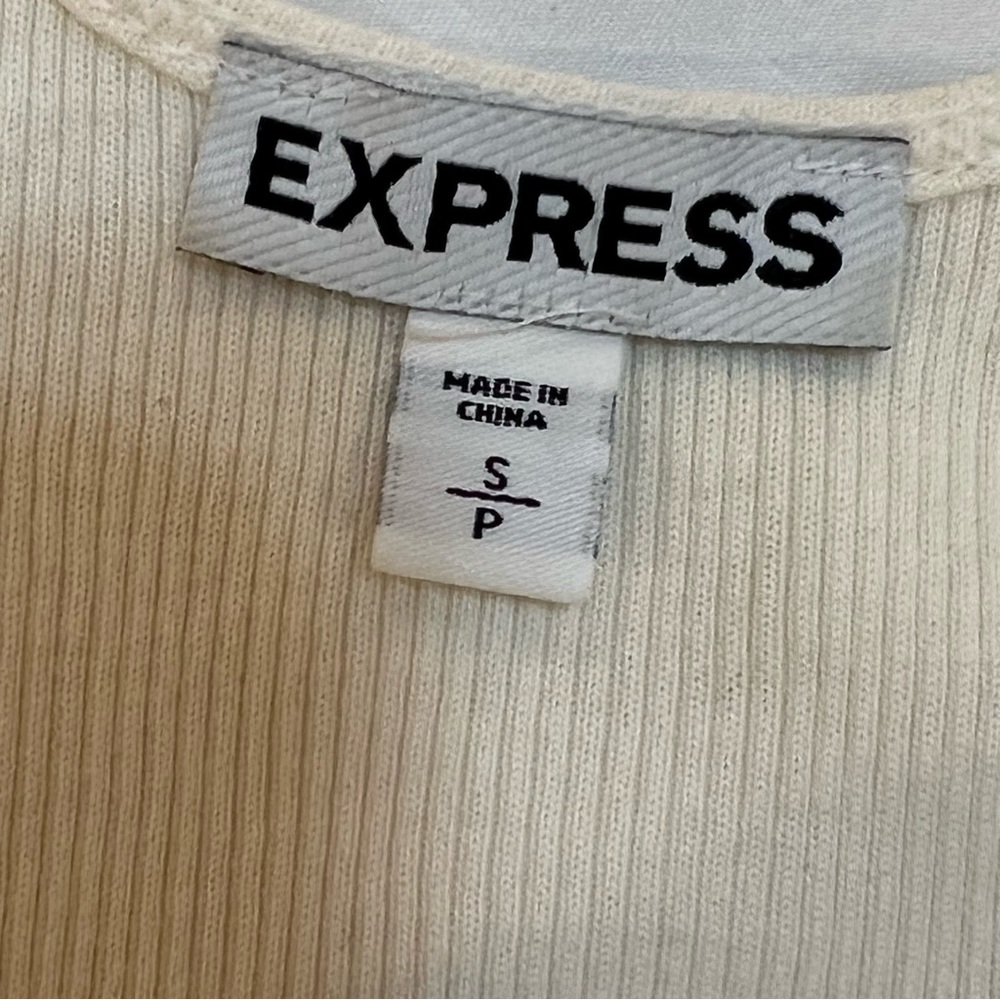 EXPRESS tank top small petite tiny sequins on front cream color - Picture 4 of 6